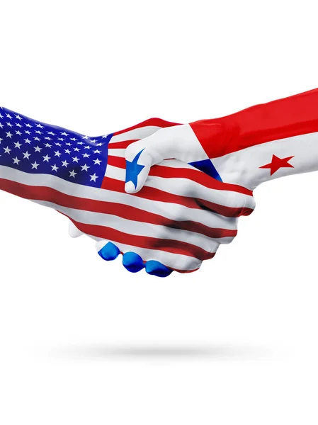 Estados Unidos e Panamá Bandeiras conceito cooperação, empresa, competição desportiva — Fotografia de Stock