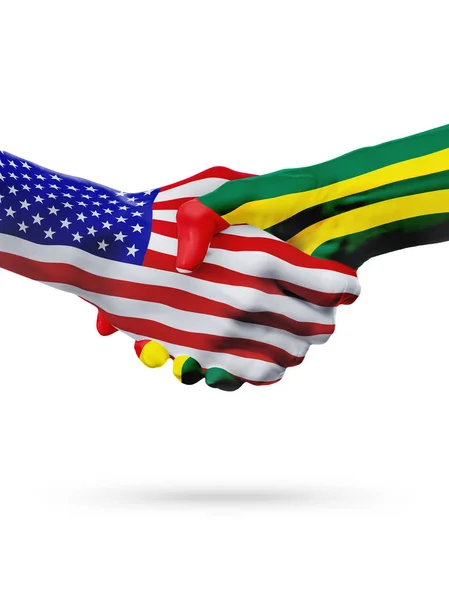 Estados Unidos y Togo banderas concepto cooperación, negocios, competencia deportiva — Foto de Stock