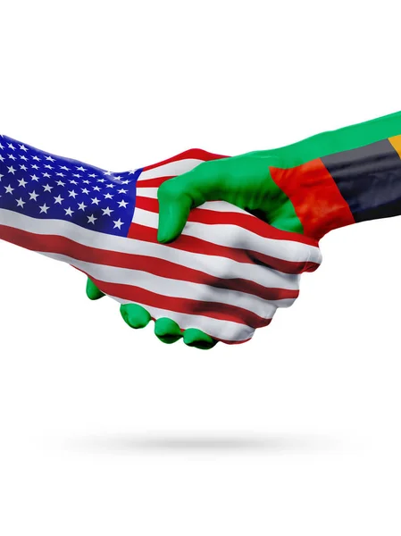 EUA e Zâmbia, Bandeiras conceito cooperação, negócios, competição esportiva — Fotografia de Stock