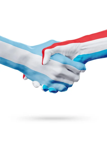 Vlaggen van Argentinië, Luxemburg landen, partnerschap, nationale sportteam — Stockfoto