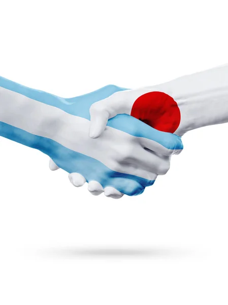Argentína, Japán országok, a partnerség, a nemzeti sport csapat zászlók — Stock Fotó