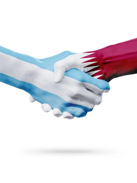 Bandeiras Argentina, Qatar países, parceria, equipe esportiva nacional — Fotografia de Stock