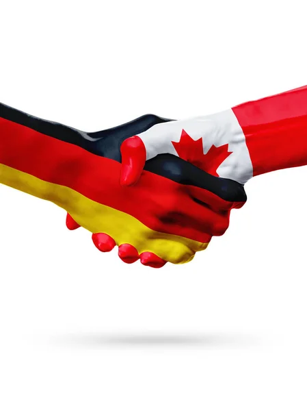 Banderas Alemania, Canadá países, asociación amistad apretón de manos concepto . — Foto de Stock