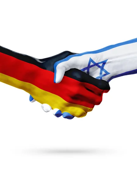 Banderas Alemania, países de Israel, asociación amistad apretón de manos concepto . — Foto de Stock