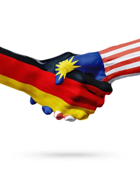 ドイツ、マレーシア国、友好握手なパートナーシップの概念をフラグします。. — ストック写真