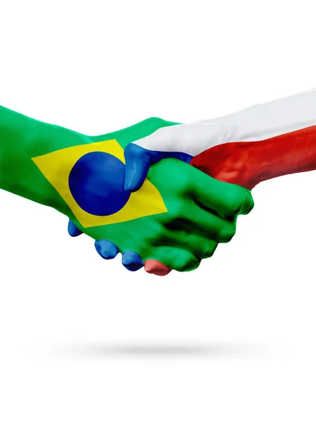 Bandeiras Brasil, República Checa países, parceria amizade handshake conceito . — Fotografia de Stock