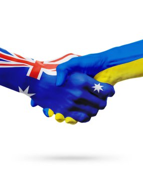 Flags Australia, Ukraine countries, partnership friendship, national sports team clipart