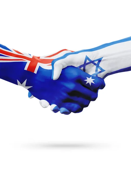 Bandeiras Austrália, Israel, amizade de parceria, equipe esportiva nacional — Fotografia de Stock