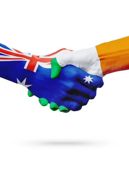Флаги Австралия, Ирландия, партнерская дружба, национальная спортивная сборная — стоковое фото