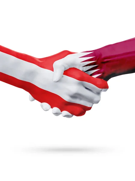 Austria, paesi del Qatar, partenariato amicizia stretta di mano concetto . — Foto Stock