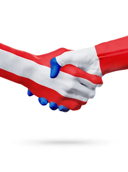 Флаги Австрия, Франция, партнерская концепция рукопожатия . — стоковое фото
