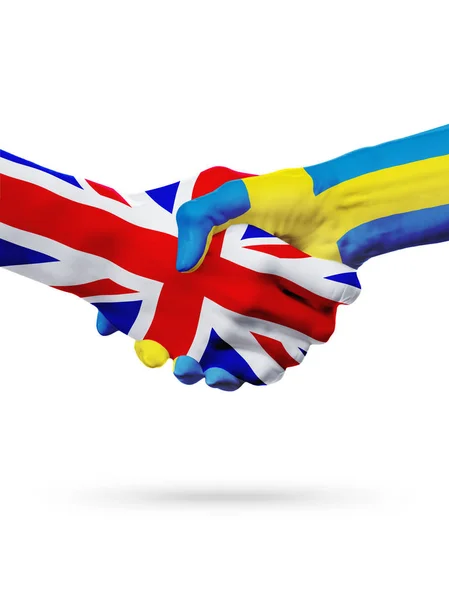 Wielka Brytania, kraje Szwecji, partnerstwo przyjaźni uzgadniania koncepcji flagi. — Zdjęcie stockowe
