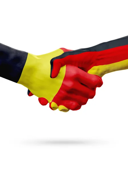 Flags Belgium, Germany countries, partnership friendship handshake concept. — Stock Photo, Image