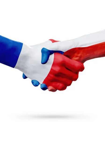 Flaggen Frankreich, Tschechische Republik Länder, Partnerschaft Freundschaft Handschlag Konzept. 3D-Illustration — Stockfoto