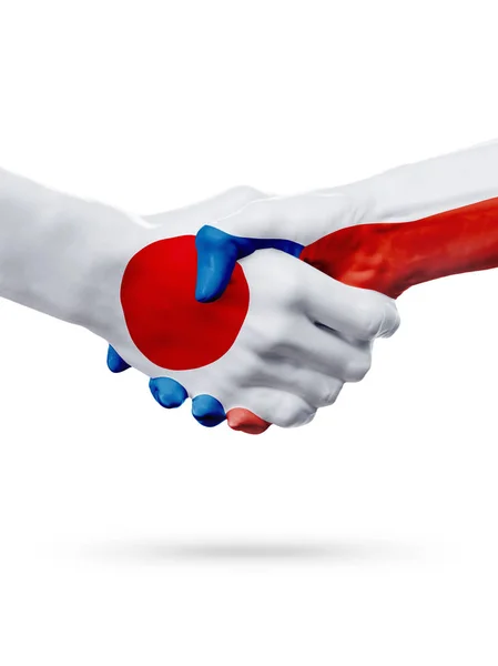 일본, 체코 국가, 파트너십 우정 핸드셰이크 개념 플래그. — 스톡 사진