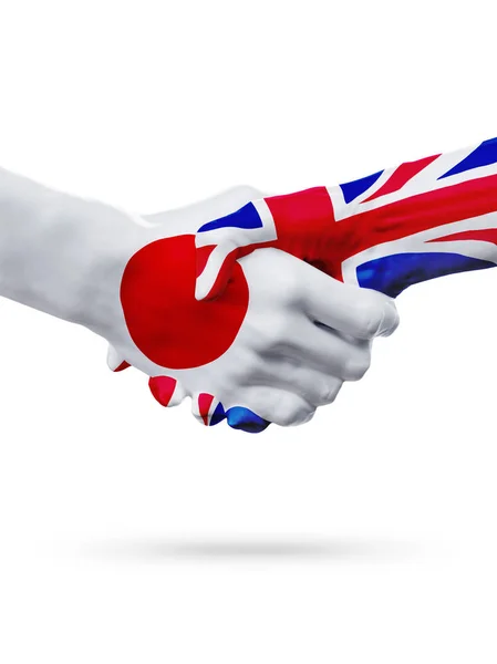 Flagi Japonia, Wielka Brytania, kraje, partnerstwo przyjaźni uzgadniania koncepcji. — Zdjęcie stockowe