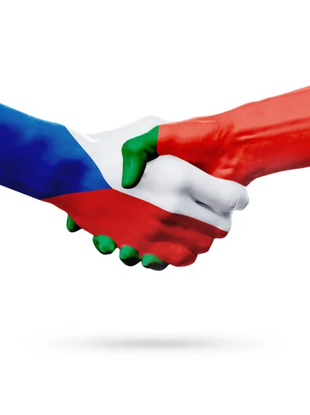 チェコ共和国、ポルトガル国、友好握手なパートナーシップの概念をフラグします。. — ストック写真