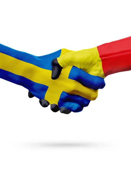 Flaggor Sverige Belgien länder, partnerskap vänskap handslag koncept. — Stockfoto