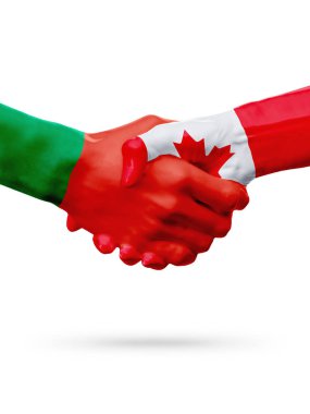 Portekiz, Kanada ülke, ortaklık dostluk el sıkışması kavramı bayraklar.