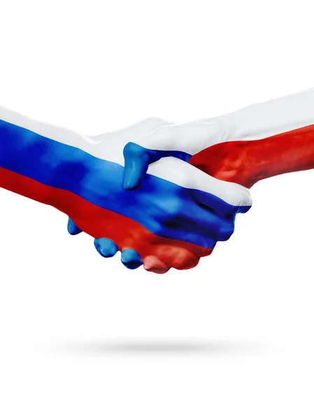 Флаги России, Чехии, партнерская концепция рукопожатия . — стоковое фото