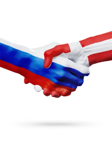 Россия, Дания, концепция партнерского рукопожатия . — стоковое фото