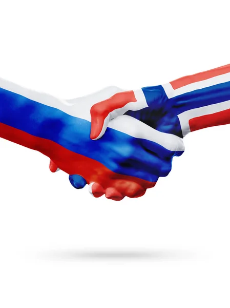 Россия, Норвегия, концепция партнерского рукопожатия . — стоковое фото