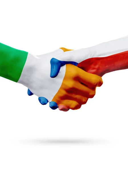 Flaggen Irland, Tschechische Republik Länder, Partnerschaft Freundschaft Handshake Konzept. — Stockfoto