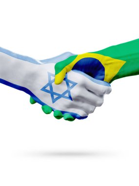 İsrail, Brezilya ülkeler, ortaklık dostluk el sıkışması kavramı bayraklar.