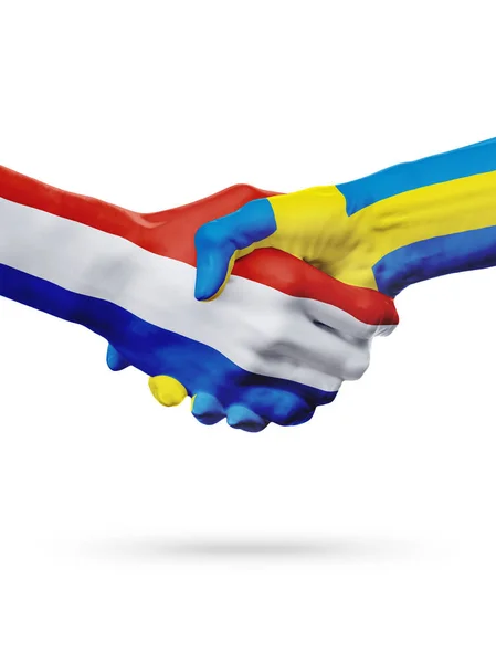 Нидерланды, Швеция страны, партнерская концепция рукопожатия . — стоковое фото
