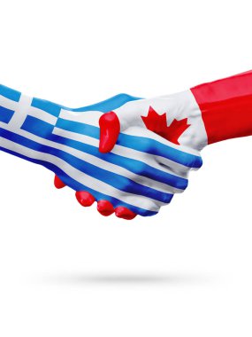 Yunanistan, Kanada ülke, ortaklık dostluk el sıkışması kavramı bayraklar.