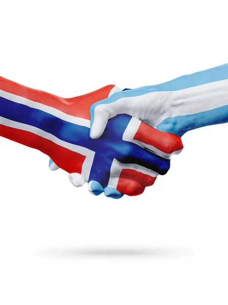 Banderas Noruega, Argentina países, asociación amistad apretón de manos concepto . — Foto de Stock