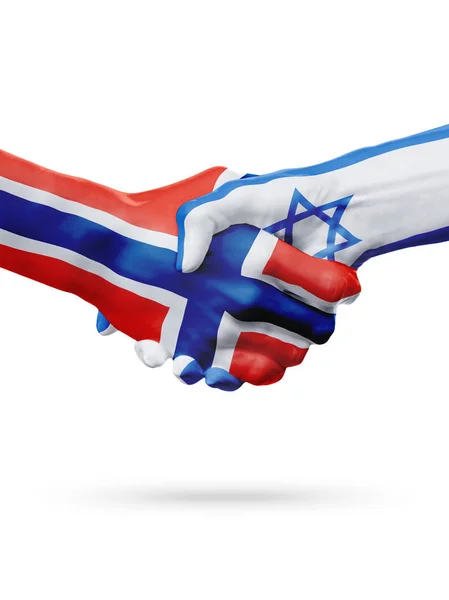 Bandeiras Noruega, países CE, parceria amizade handshake conceito . — Fotografia de Stock