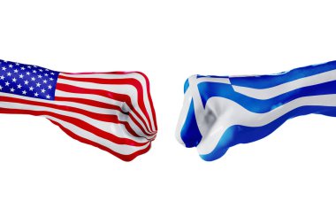 ABD ve Yunanistan bayrağı. Kavram mücadele, iş rekabeti, çakışma veya spor etkinlikleri