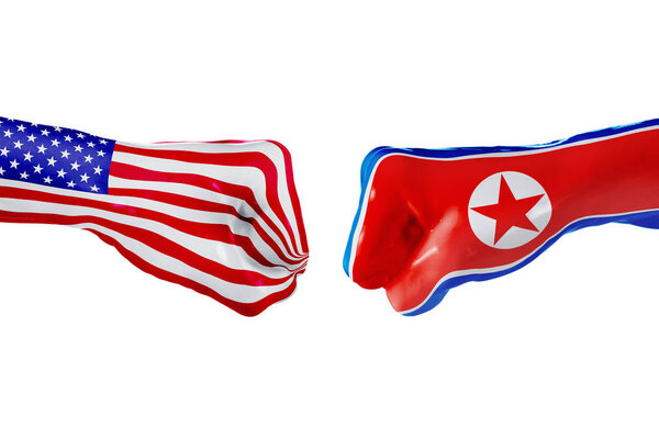 USA and North Korea flag. Concept fight, business competition, conflict or sporting events