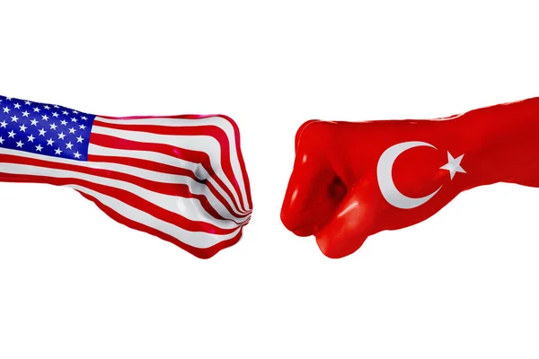 Vlag van de VS en Turkije. Concept strijd, business concurrentie, conflict of sportevenementen — Stockfoto