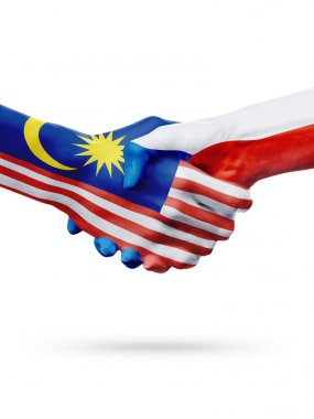 Malezya, Çek Cumhuriyeti ülkeleri, ortaklık dostluk el sıkışması kavramı bayraklar.