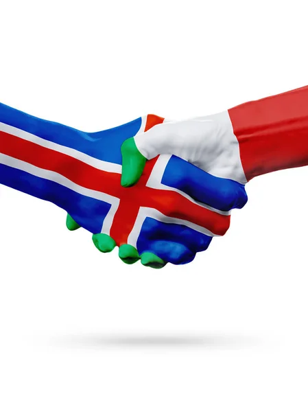 标志国家，伙伴关系友谊握手的概念. — 图库照片