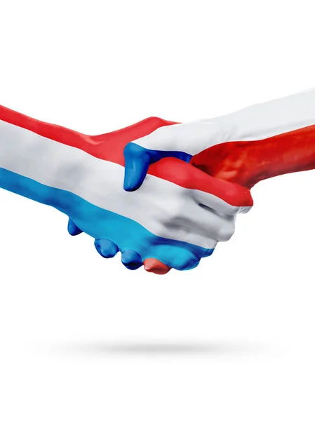 Příznaky Lucembursko, Česká republika zemí, koncept partnerství handshake přátelství. — Stock fotografie