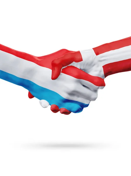 Флаги Люксембург, Дания, концепция дружеских партнерских отношений . — стоковое фото