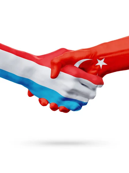 Флаги Люксембург, Турция, концепция дружеских партнерских отношений . — стоковое фото