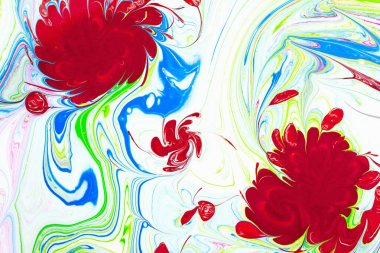 Abstract pattern, Traditional Ebru art. Color ink paint with waves. Floral background. clipart
