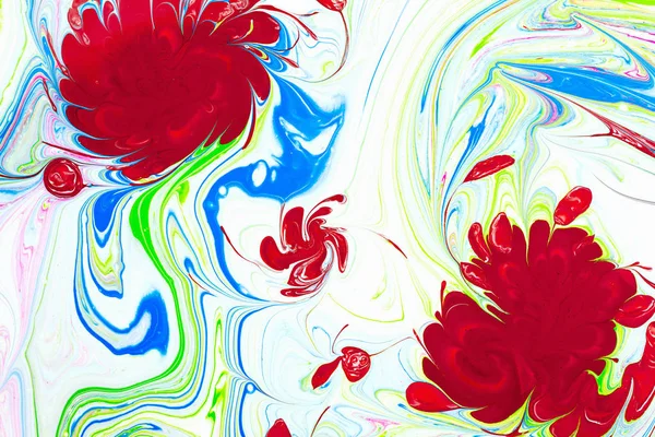 Abstraktní vzor, tradiční Ebru umění. Barevný inkoust barva s vlnami. Květinové pozadí. — Stock fotografie