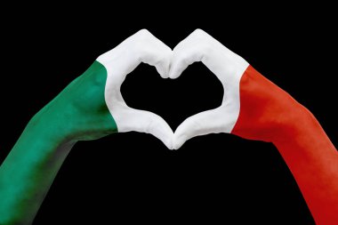 Meksika, bayrağı eller bir kalp şekli. Ülke sembol siyah izole, kavramı.