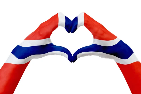 Руки прапор Норвегії, форму серця. Концепція символом країни, ізольовані на білому. — стокове фото