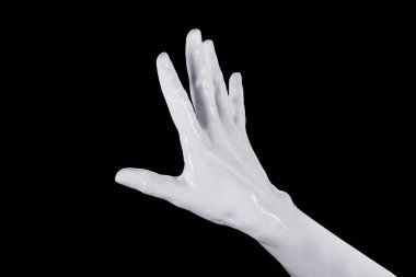 El palm hareketi dur işareti. 3D grafik göl kenarında siyah