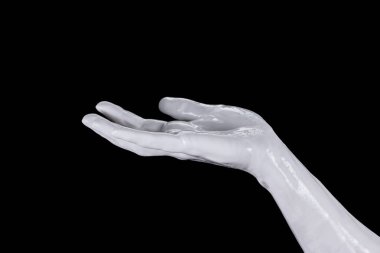 El işareti. Siyah 3D grafik göl kenarında palmiye