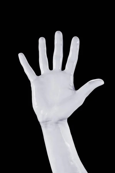 Mão palma gesto Stop sinal. Gráficos 3D Isolados em preto — Fotografia de Stock