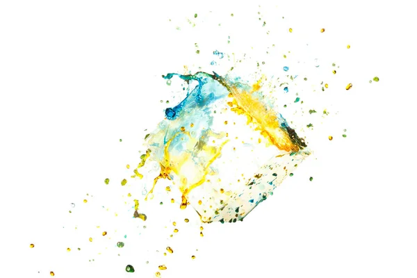 Kleur verf splash achtergrond, vloeibare wolk inkt abstract geïsoleerd — Stockfoto