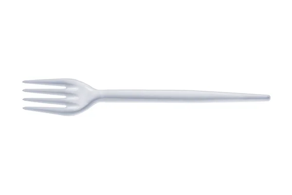 Plástico tenedor blanco aislado en blanco — Foto de Stock