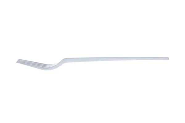 Branco garfo plástico isolado no branco — Fotografia de Stock